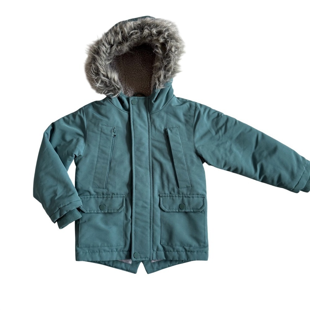 Swiss Tech Winter Parka Teal Green Faux Fur Hood Hooded Coat Kids 3T